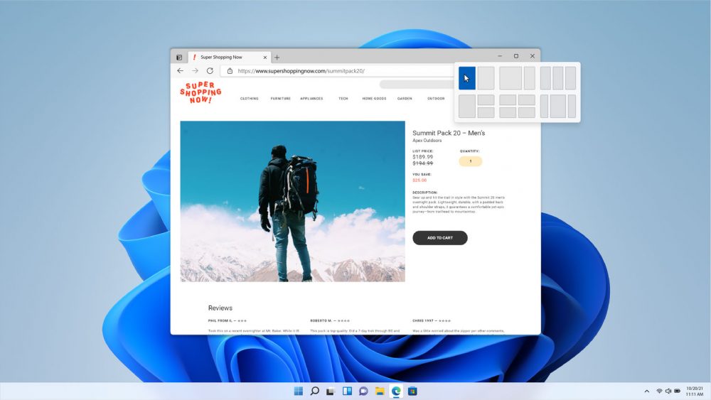 Screen layout for Windows 11