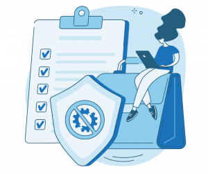 Woman creating a disaster recovery checklist