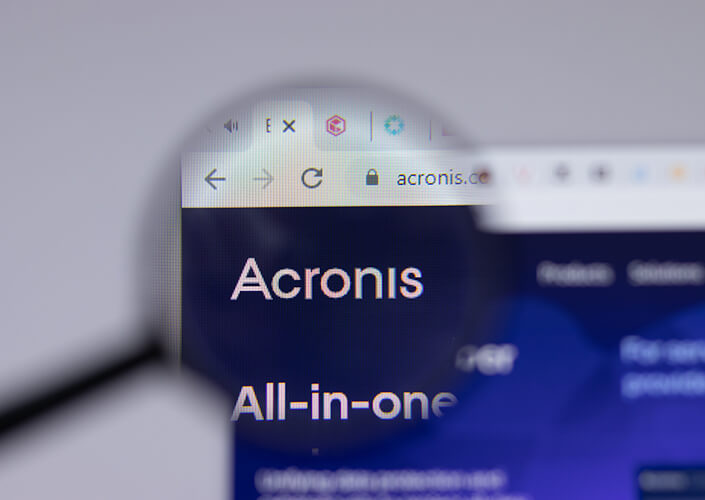 Acronis close up on computer