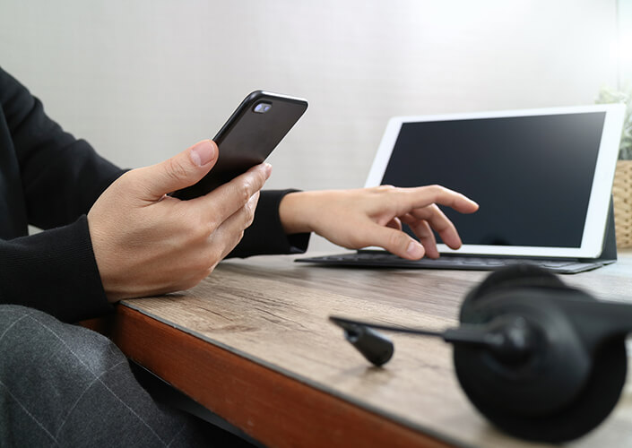 Person using VOIP headset